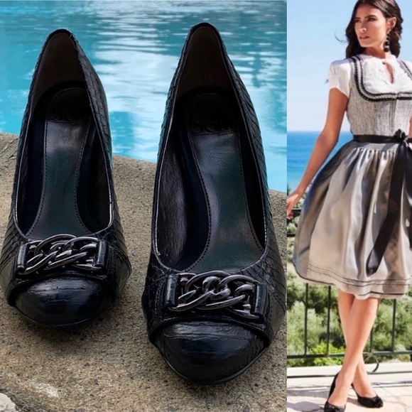 Sofft Shoes - Sofft Cap toe chain leather pump heels.